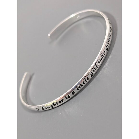 Unbranded Jewelry - Silver Tone Daughter Friend Open Cuff Bracelet 7 in Stacking Inspirational Love